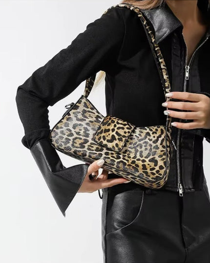 Leopard Print Buckle Flap Shoulder Bag