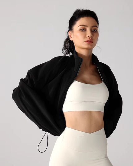 Winter Sports Cropped Oversized Fleece Jacket