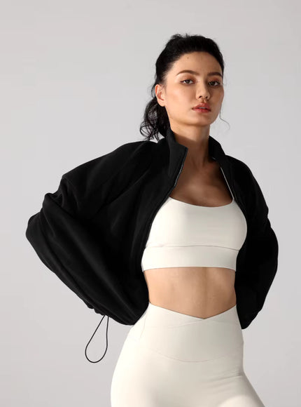 Winter Sports Cropped Oversized Fleece Jacket