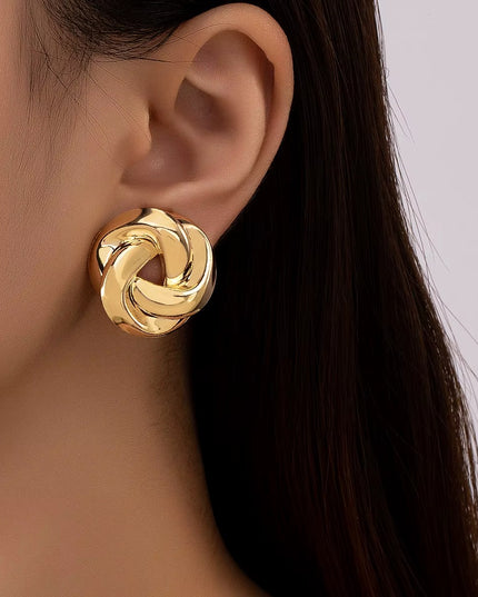 Gold Twist Knot Stud Earrings