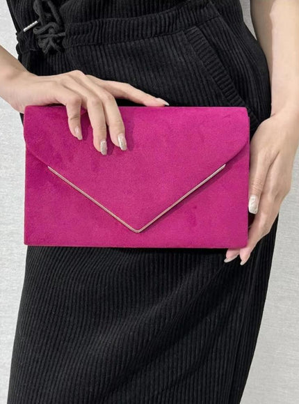 Segreto Suede-style Velvet Envelope Clutch Bag