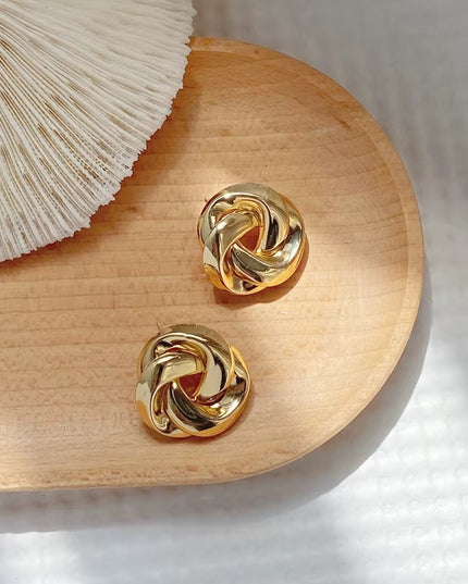 Gold Twist Knot Stud Earrings