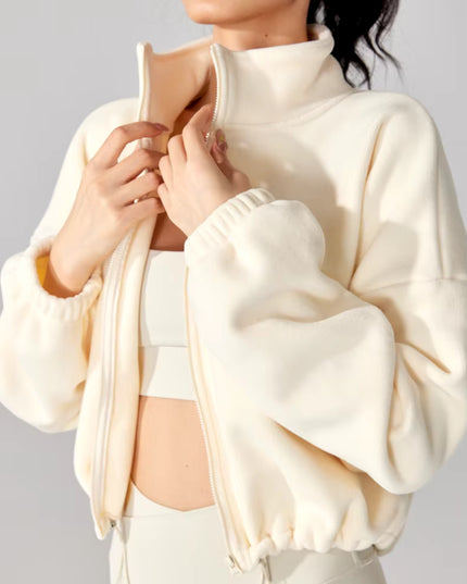 Winter Sports Cropped Oversized Fleece Jacket