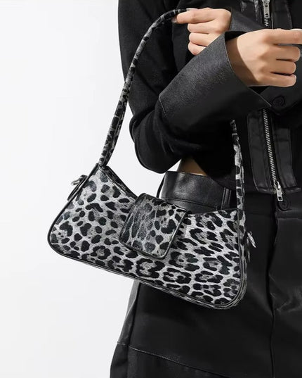 Leopard Print Buckle Flap Shoulder Bag