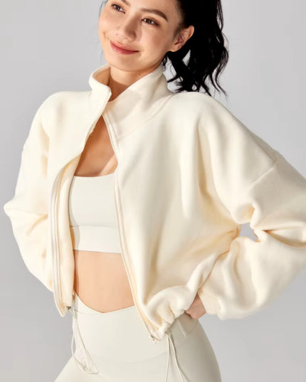 Winter Sports Cropped Oversized Fleece Jacket
