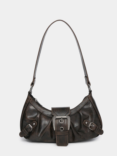 Cora Distressed Buckle Shoulder Bag