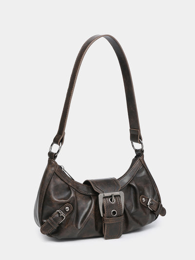 Cora Distressed Buckle Shoulder Bag