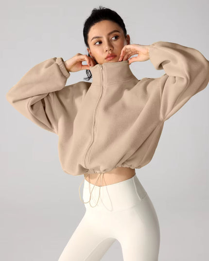 Winter Sports Cropped Oversized Fleece Jacket