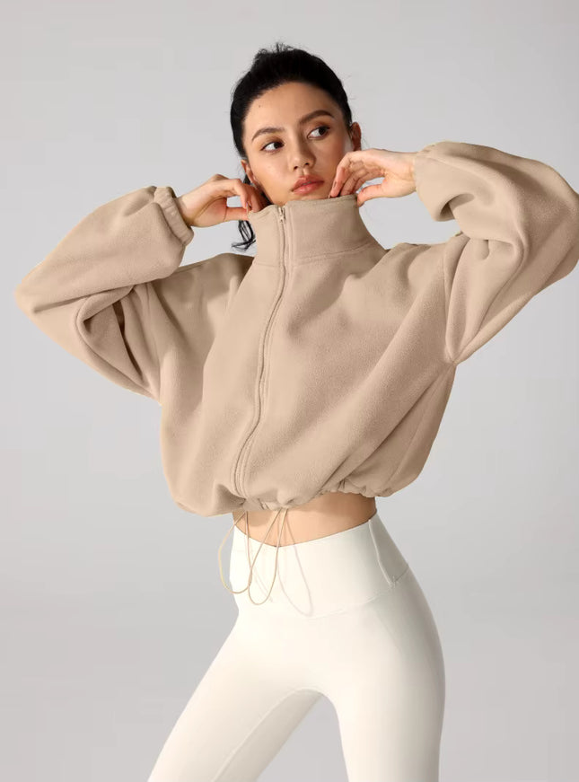 Winter Sports Cropped Oversized Fleece Jacket