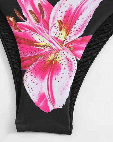Floral Print Bikini & Mesh Skirt 3-Piece Set
