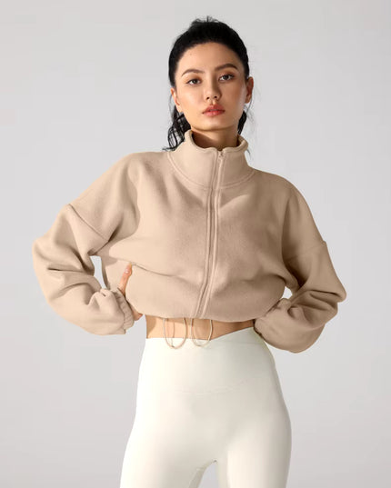 Winter Sports Cropped Oversized Fleece Jacket