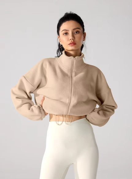 Winter Sports Cropped Oversized Fleece Jacket