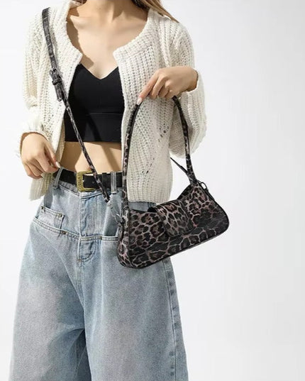 Leopard Print Buckle Flap Shoulder Bag