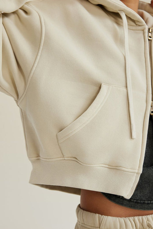 Washed Vintage Cropped Zip Hoodie