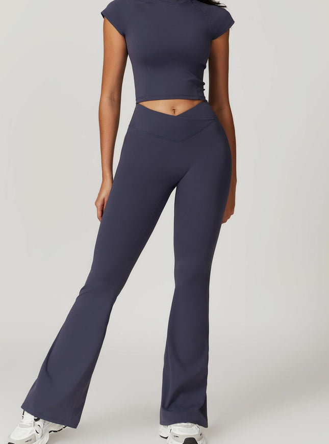 Two-Piece Crop Top and Flare Pant Set