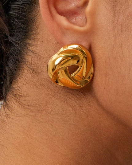 Gold Twist Knot Stud Earrings