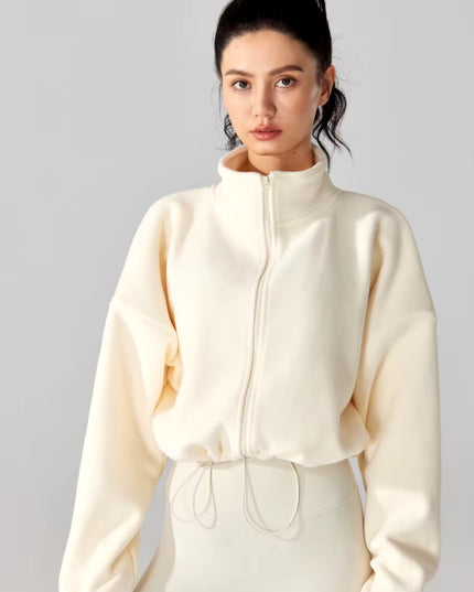 Winter Sports Cropped Oversized Fleece Jacket
