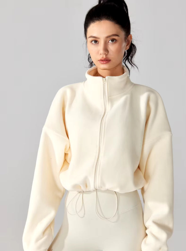 Winter Sports Cropped Oversized Fleece Jacket