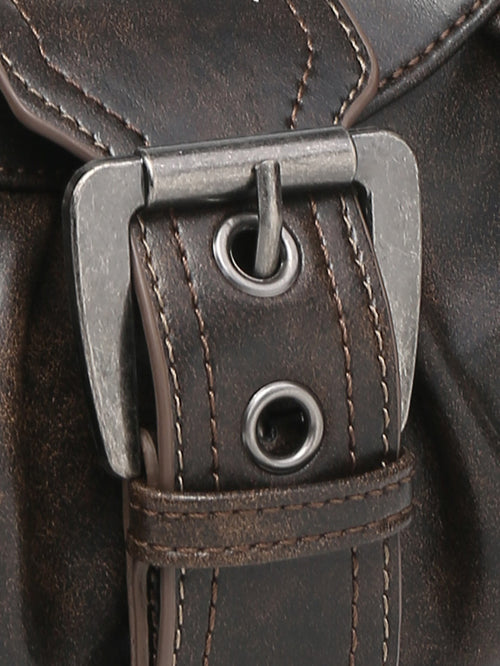 Cora Distressed Buckle Shoulder Bag