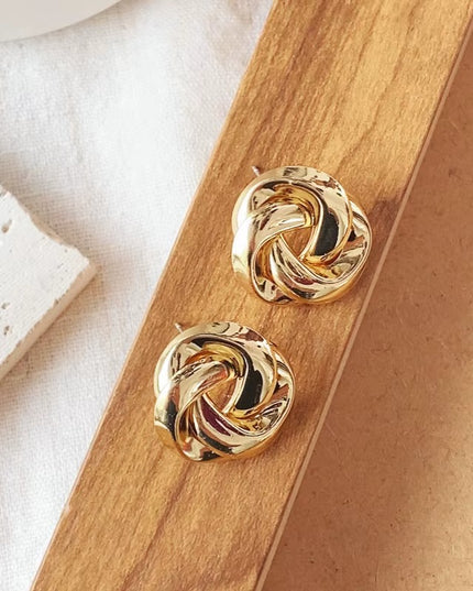 Gold Twist Knot Stud Earrings