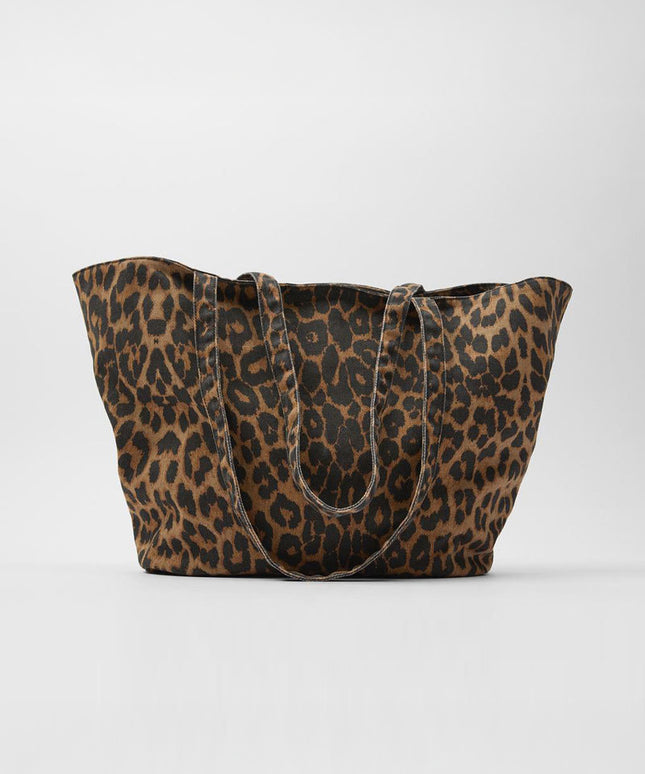 Large Vintage Leopard Tote Bag