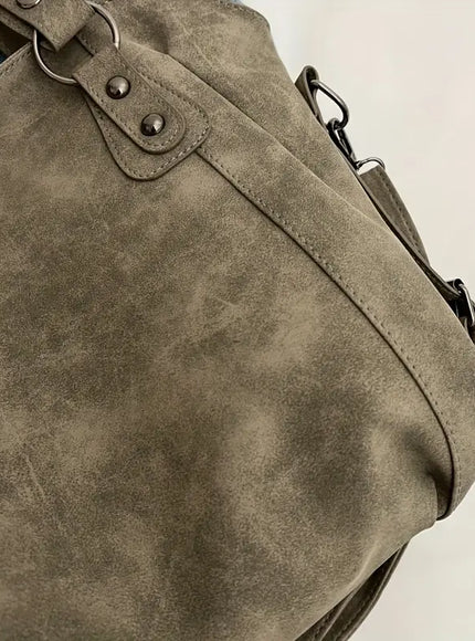 Large Suede-style Vintage Crossbody Tote Bag