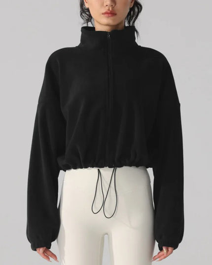 Winter Sports Cropped Oversized Fleece Jacket