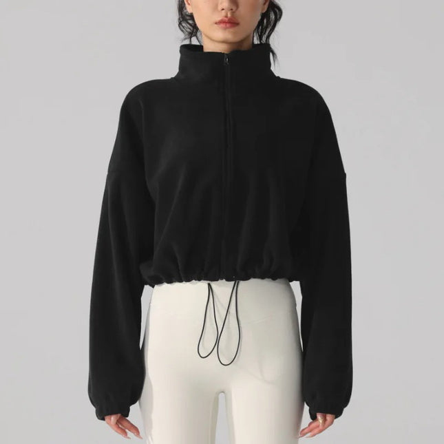 Winter Sports Cropped Oversized Fleece Jacket