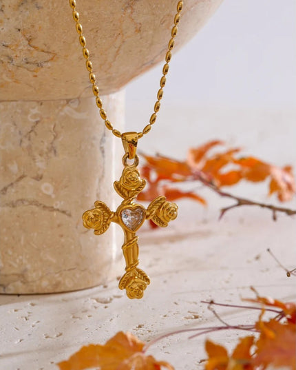 Heart & Thorn Crucifix Necklace