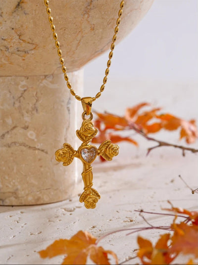 Heart & Thorn Crucifix Necklace
