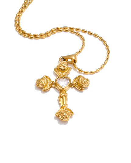 Heart & Thorn Crucifix Necklace
