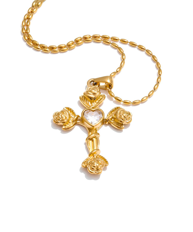 Heart & Thorn Crucifix Necklace