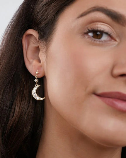 Crystal Moon & Star Earrings