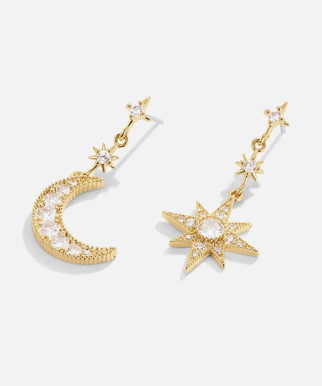 Crystal Moon & Star Earrings – 925 Sterling Silver