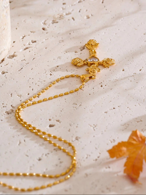 Heart & Thorn Crucifix Necklace