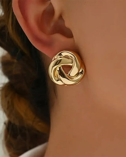 Gold Twist Knot Stud Earrings
