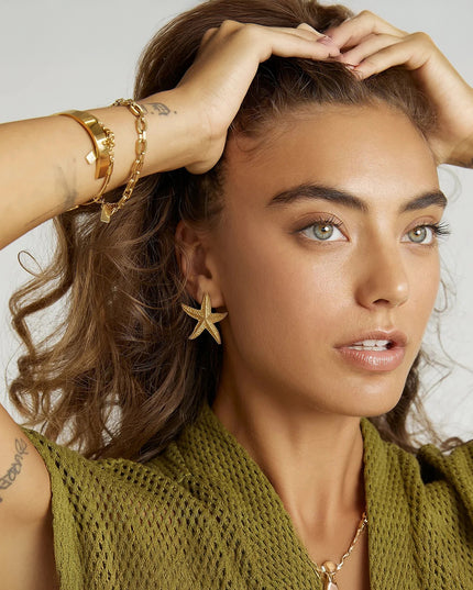 Gold Starfish Earrings