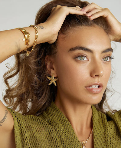 Gold Starfish Earrings