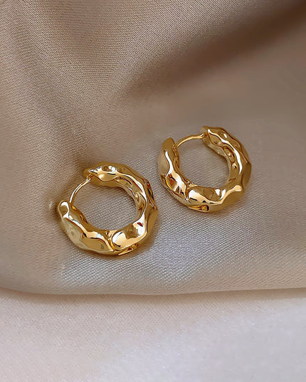 Sofia Hammered Hoop Earrings - 925 Sterling Silver