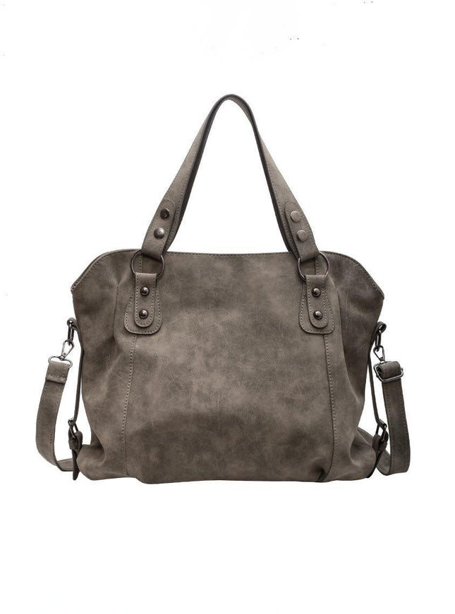 Large Suede-style Vintage Crossbody Tote Bag