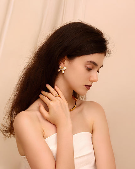 Glimmering Bow Earrings