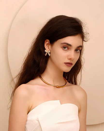 Glimmering Bow Earrings