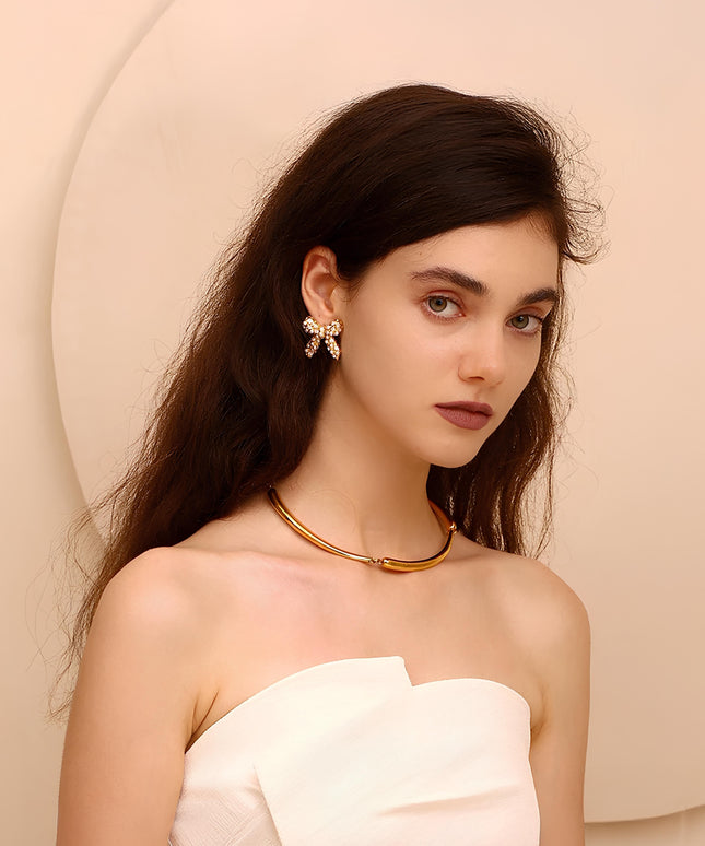 Glimmering Bow Earrings