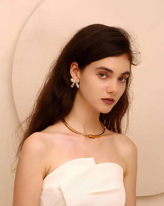 Glimmering Bow Earrings