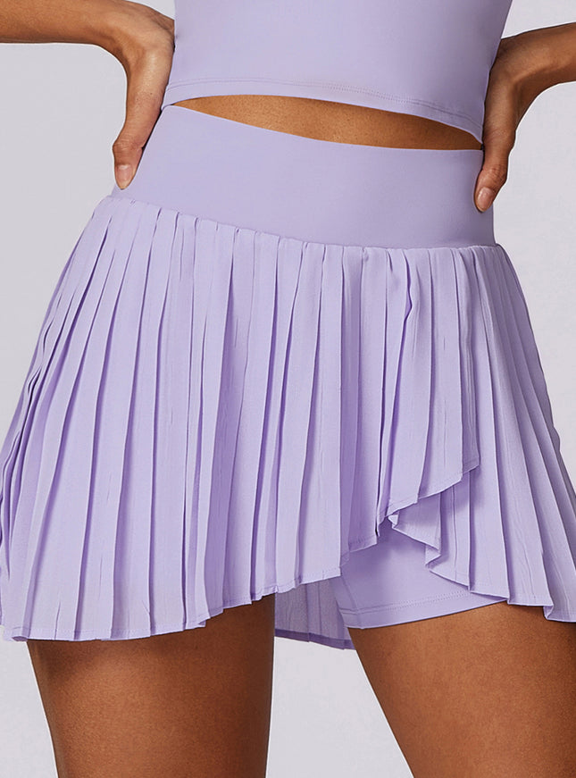 High Waisted Pleated Pocket Skort