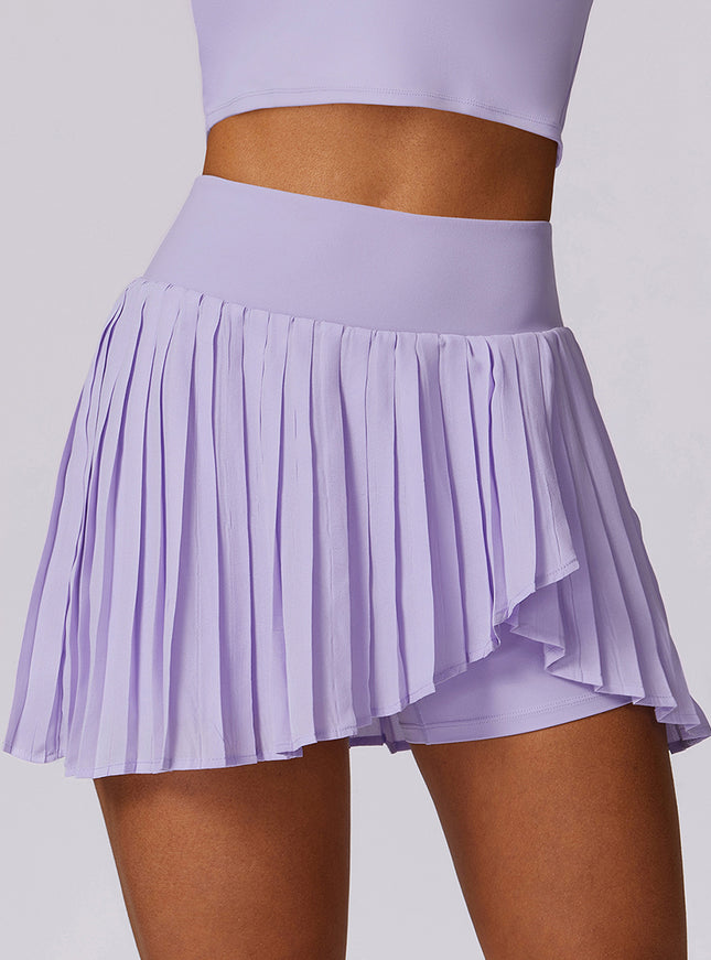 High Waisted Pleated Pocket Skort