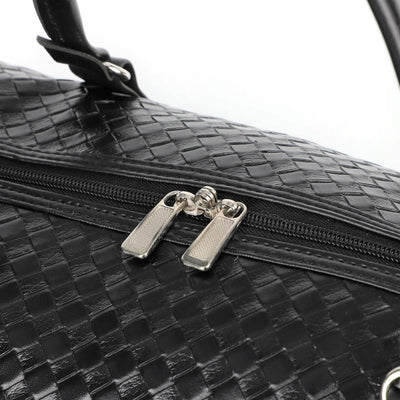 Woven Faux Leather Duffle Bag