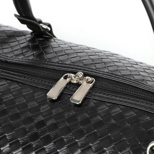 Woven Faux Leather Duffle Bag