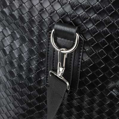 Woven Faux Leather Duffle Bag