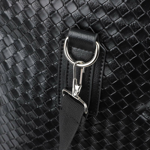 Woven Faux Leather Duffle Bag